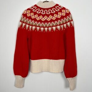 Brooks Brothers Red and Cream Fair Isle Sweater